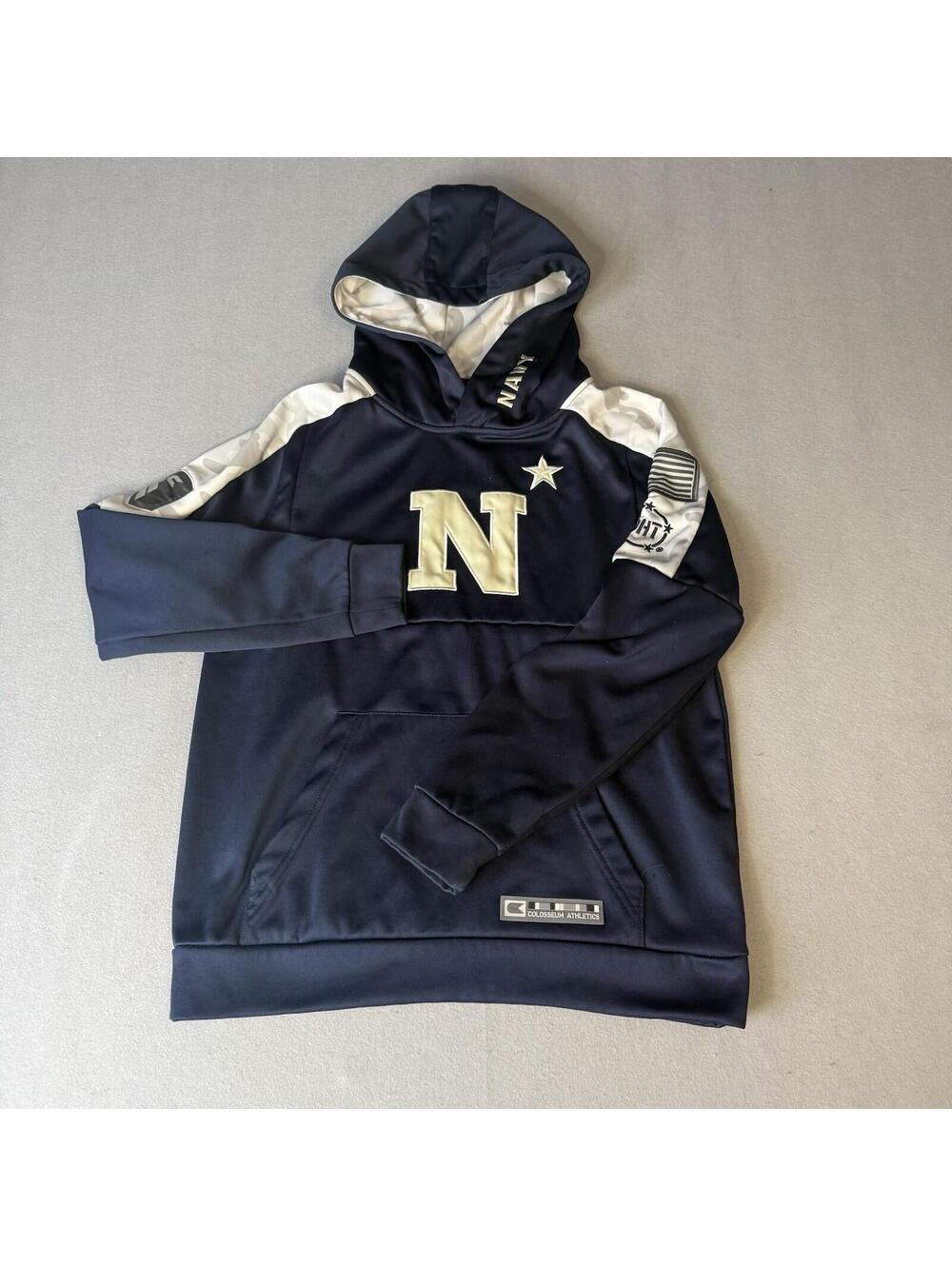 Navy Football Hoodie Sweatshirt‎ Blue White Colosseum Youth Large OHT USA